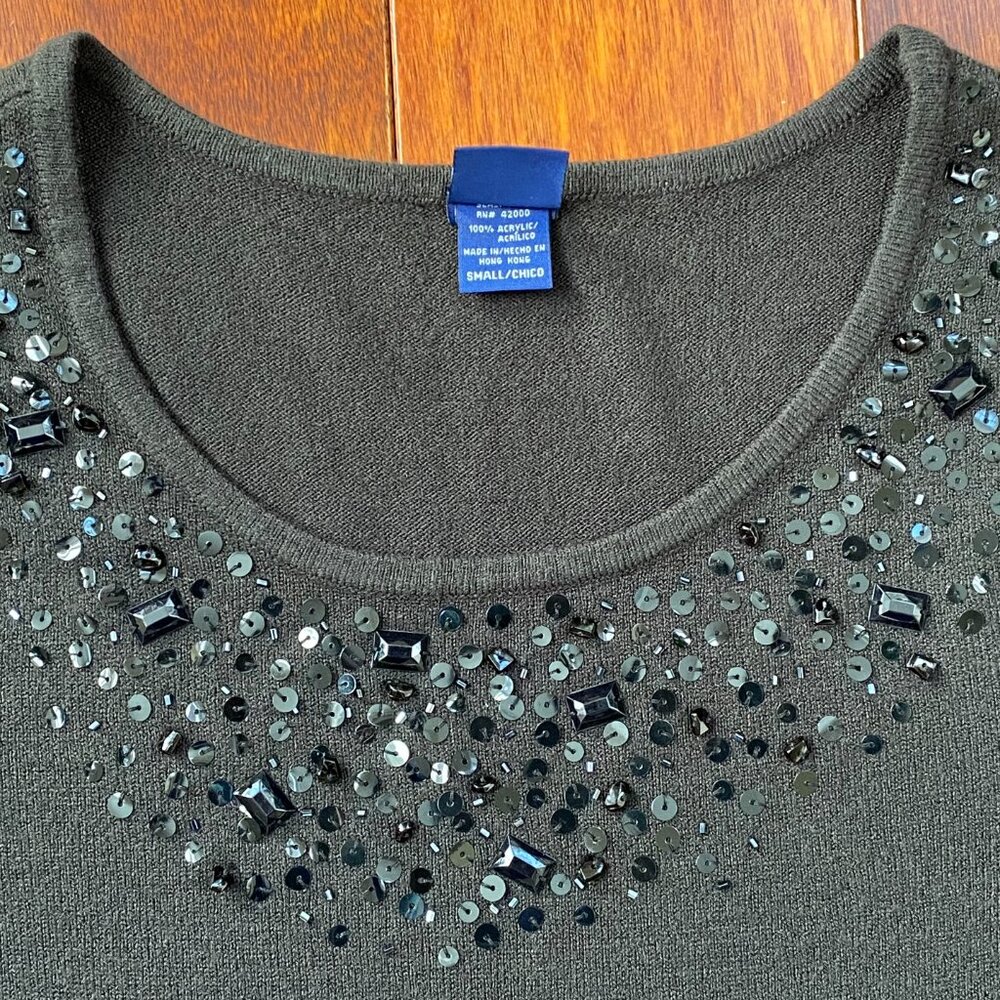 Basic Editions Sweater Pullover Embellished Sequi… - image 4